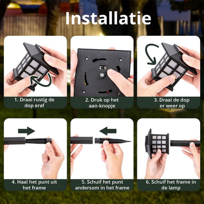 Tuinfakkels op Zonne Energie - 6 Stuks